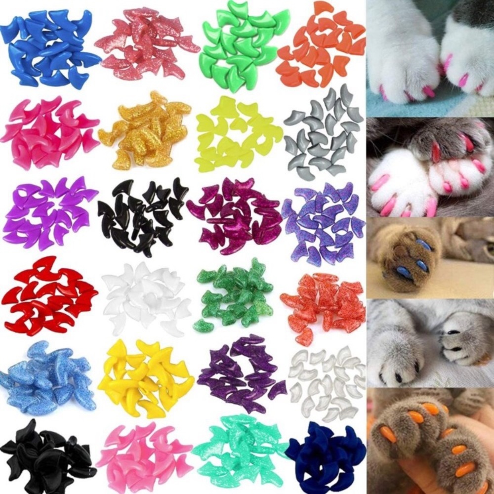 140pcs Cat Nail Caps, Soft Claws Nail Covers Claws with Glue and Applicators